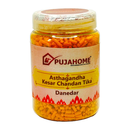 Pujahome Premium Asthagandha Kesar Chandan Tika Danedar 200Gram Box