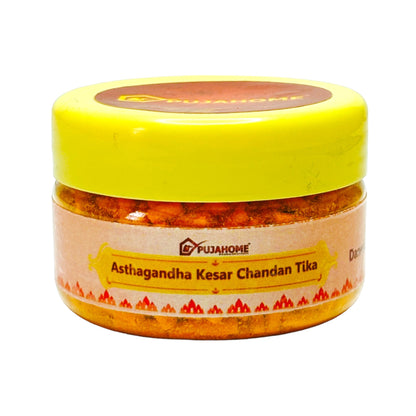 Pujahome Premium Asthagandha Kesar Chandan Tika Danedar 50 Gram Box