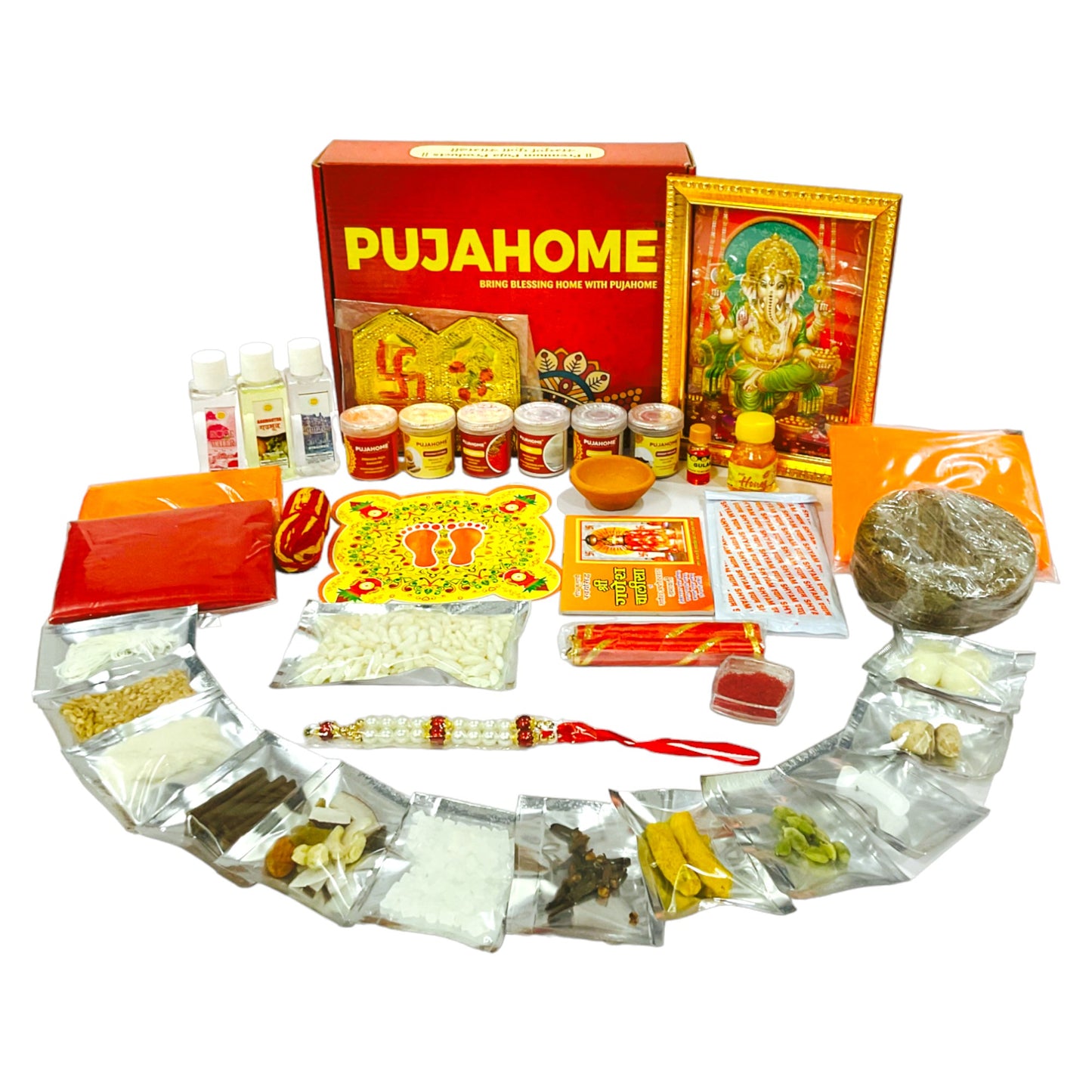 Pujahome Ganesh Puja Samagri Kit for Ganesh Pujan (40+ Items)