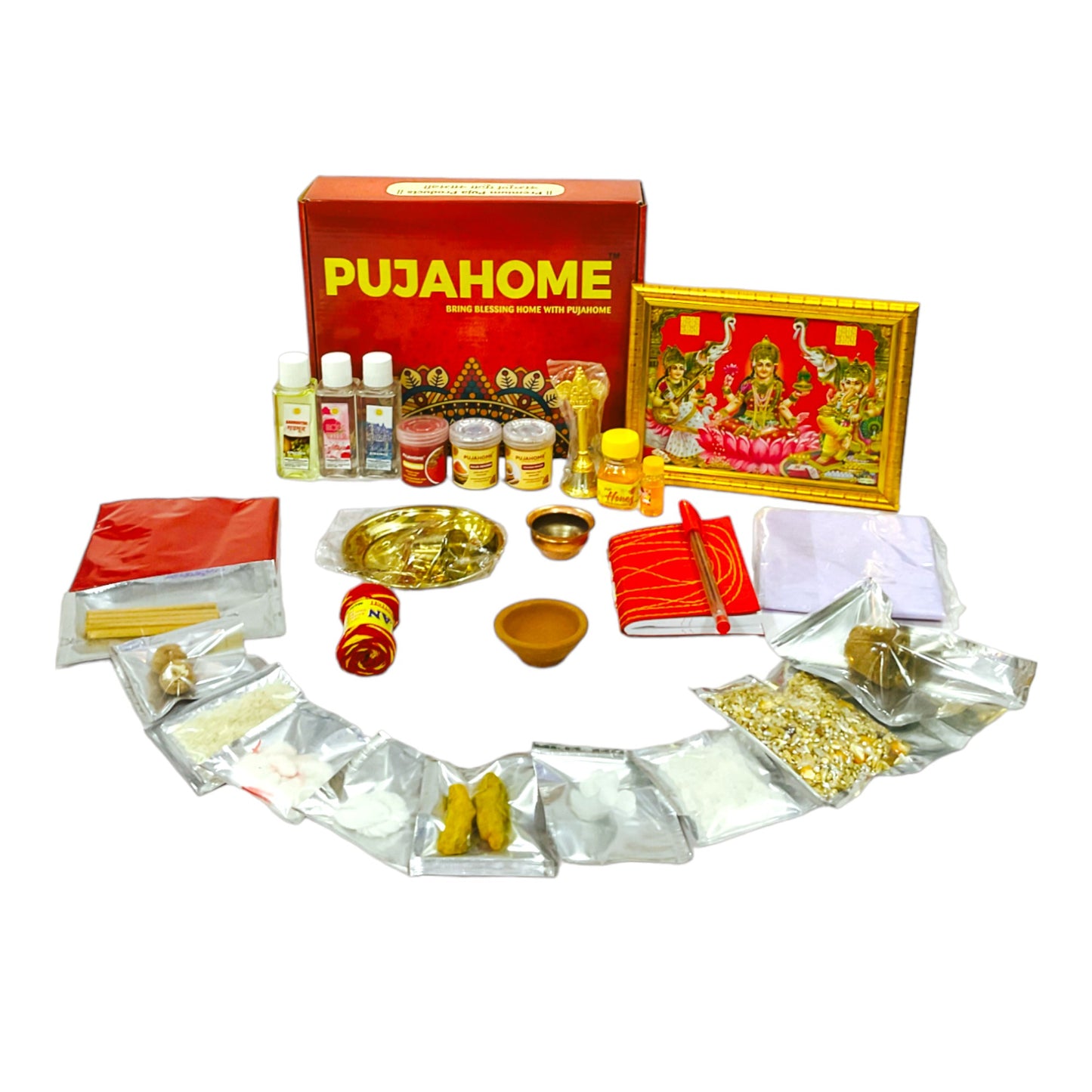 Pujahome New Office Opening Puja Samagri Kit (Pack of 32 Items)