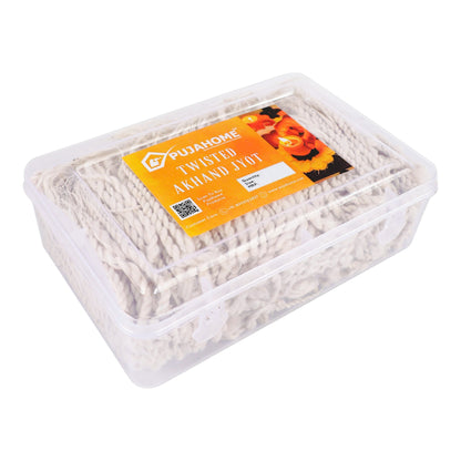 Pujahome Twisted Akhand Jyot Cotton Short Wick (24Hours Burning, White)