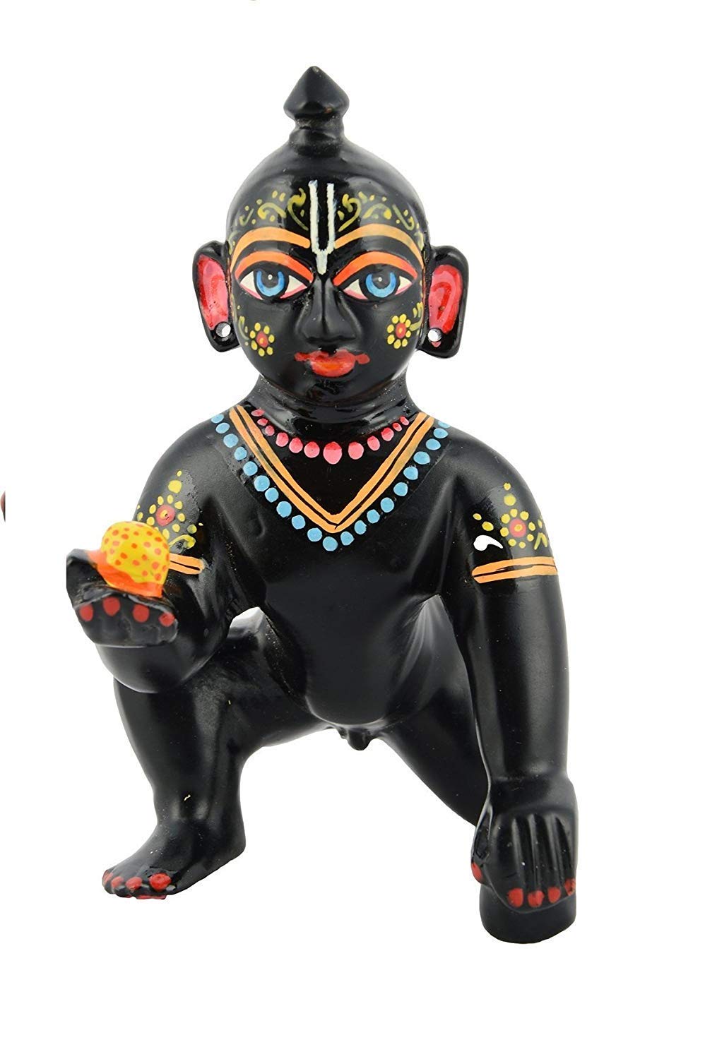 काले रंग में पीतल के लड्डू गोपाल की मूर्ति/बेबी कृष्ण बाल गोपाल मूर्ति आकार 1 संख्या (7 सेमी)