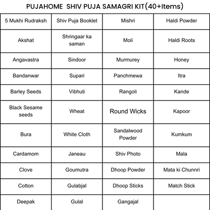 Pujahome Shiv Puja Samagri Kit / Shivratri puja kit (40+ Items) with Detailed Puja Vidhi