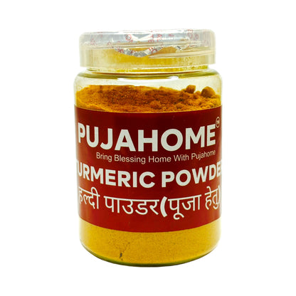 Pujahome Natural & Pure kumkum (Roli) & Halid for Puja and Tilak (Combo Haldi + Kumkum) Pack of 100grm x 2