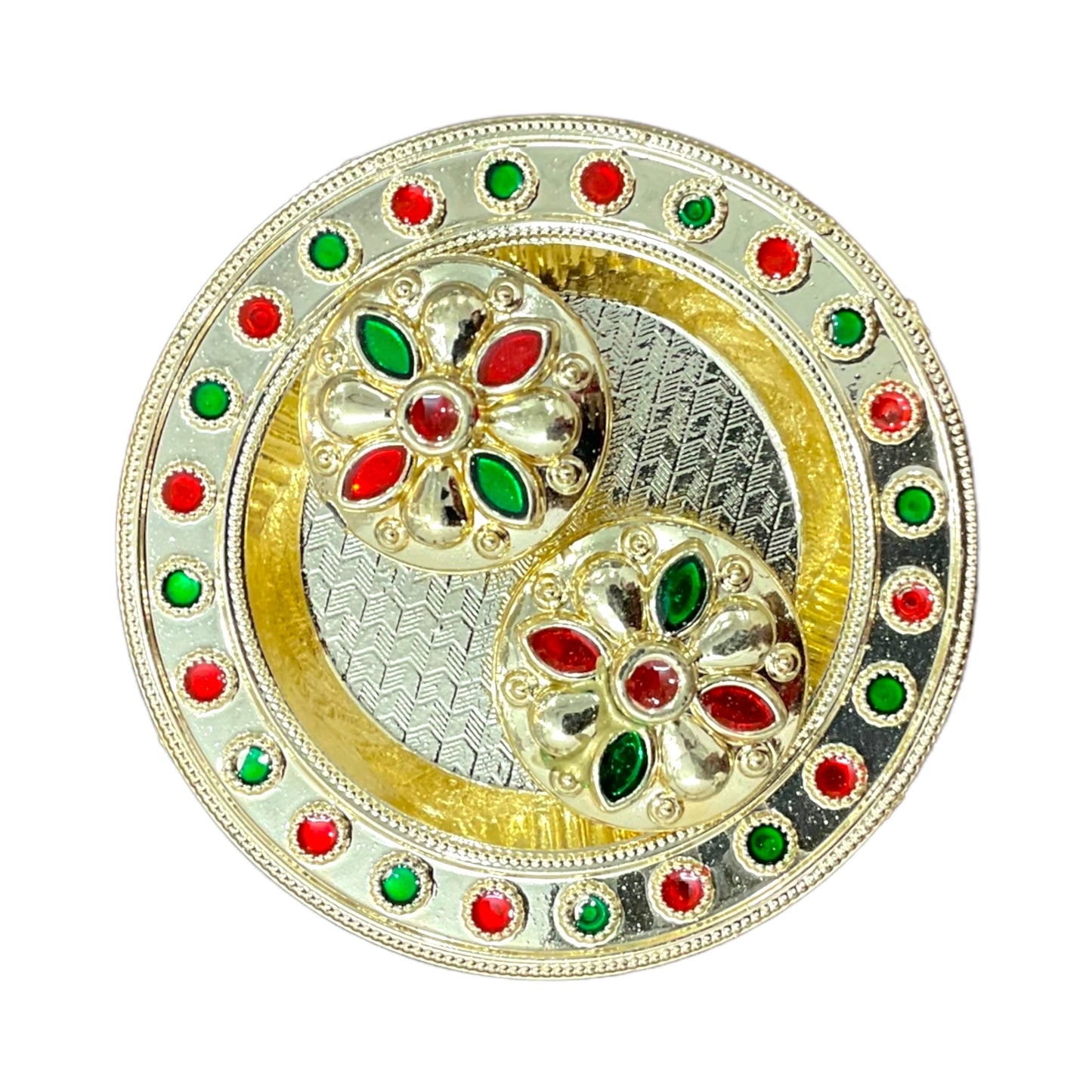 Pujahome Round Thali For Pooja Haldi Kumkum Holder/Plate