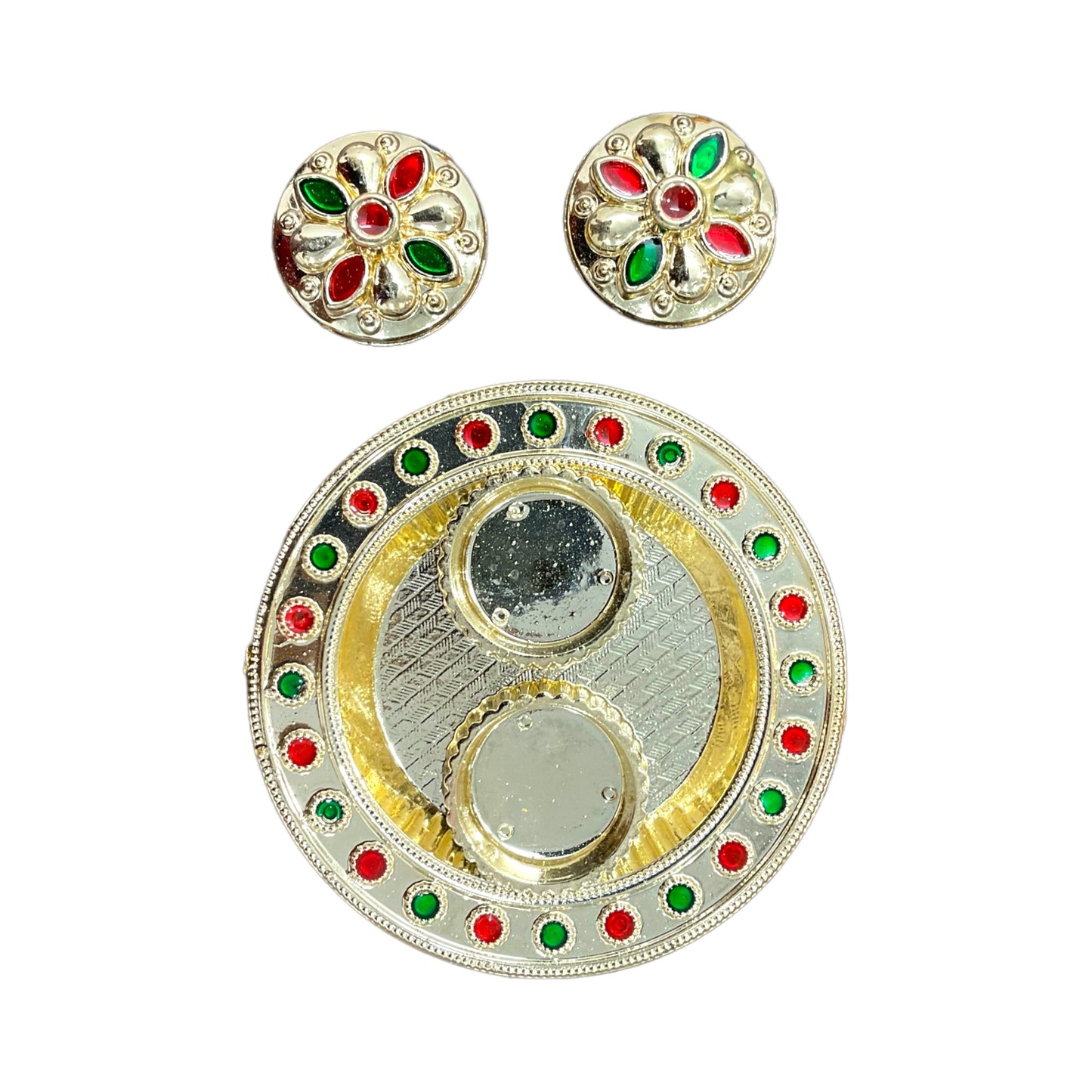 Pujahome Round Thali For Pooja Haldi Kumkum Holder/Plate