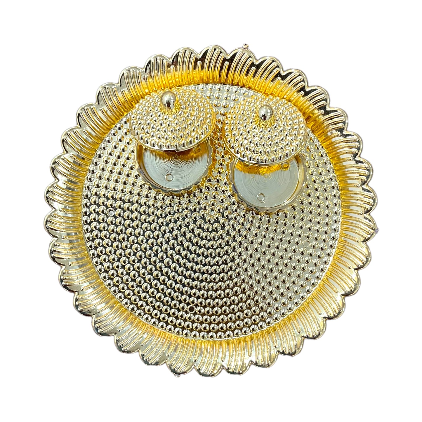 Pujahome Round Gold Kankavathi Plate for Puja With Kumkum and Rice Holder