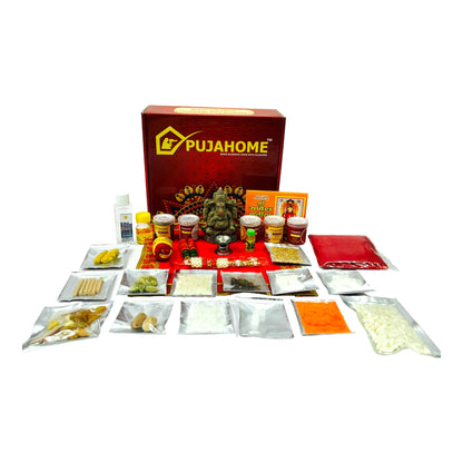 Pujahome Ganesh Puja Samagri Kit for Ganesh Chaturthi With Mitti(Clay) Ganesh Murti(32 items)