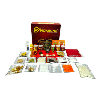 Pujahome Ganesh Puja Samagri Kit for Ganesh Chaturthi With Mitti(Clay) Ganesh Murti(32 items)