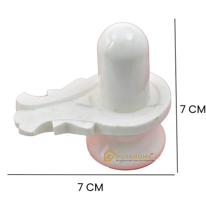 Pujahome White Marble Shivling 7cm (Marble, White)