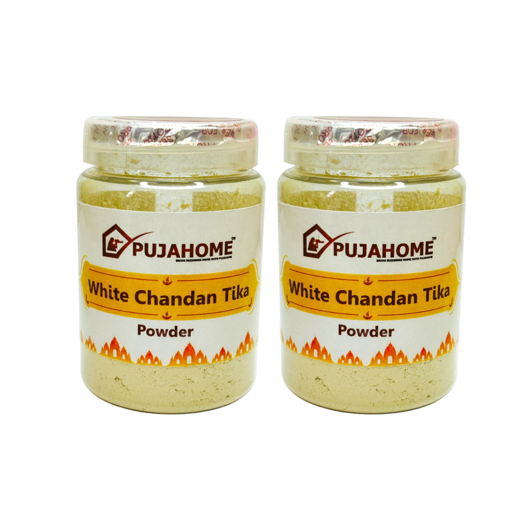 Pujahome Premium White Chandan Tika Powder 100 Gram Box