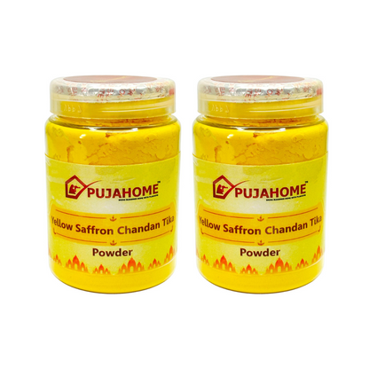 Pujahome Premium Yellow Saffron Chandan Tika Powder 100 Gram Box