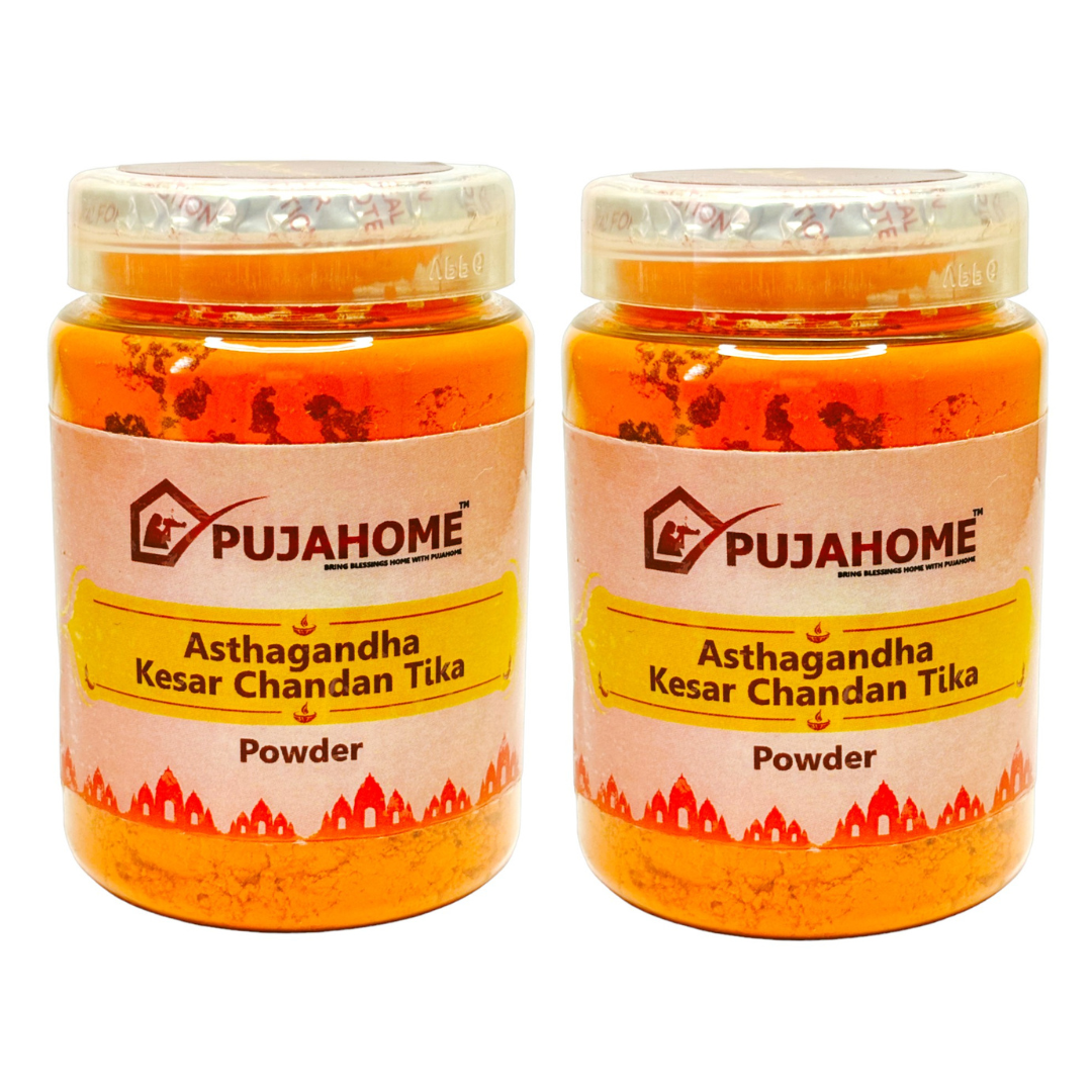 Pujahome Premium Asthagandha Kesar Chandan Tika Powder 100 Gram Box