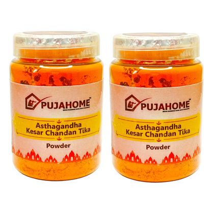 Pujahome Premium Asthagandha Kesar Chandan Tika Powder 100 Gram Box