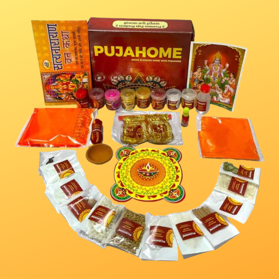 Pujahome Satya Narayan Puja Kit (32+ Items) with Katha and Detailed Pu