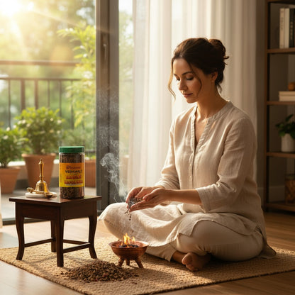 Pujahome 100% Pure and Natural | Mixture of Various Dried Herbal Roots and Leaves for Vedic Yagya Pujan 400 Gram Jar (Pack of 3)