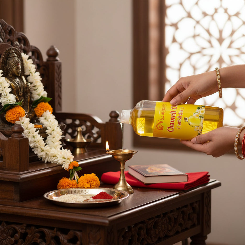 पूजा के लिए पूजहोम चमेली तेल ५०० मिली बोतल