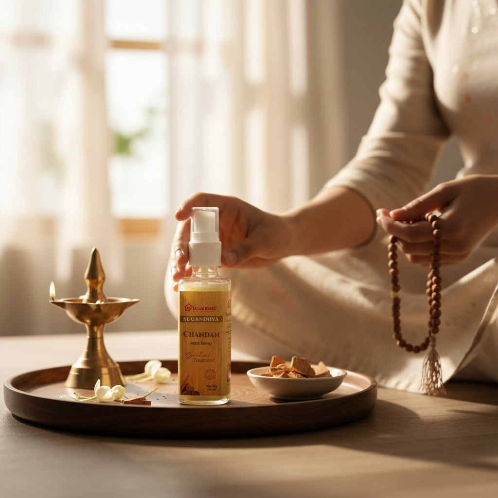 Pujahome Chandan (Sandalwood) Spray 100ml | Perfume Spray for Pooja Purpose(Pack of 1)