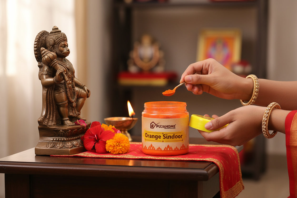पूजाहोम मूल प्रीमियम गुणवत्ता हनुमान जी सिंदूर | 100% शुद्ध नारंगी सिंदूर (250 ग्राम)
