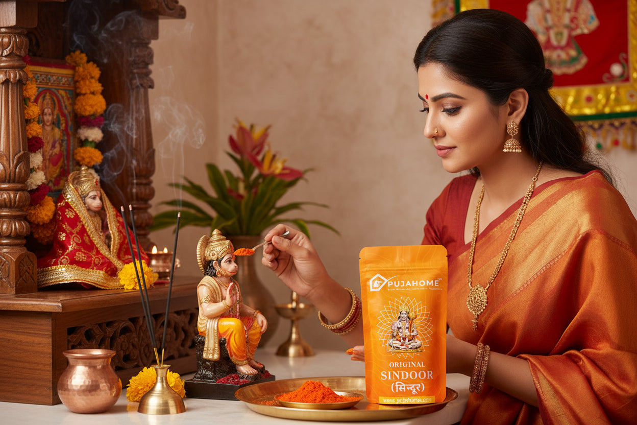 पूजाहोम ओरिजिनल हनुमान जी सिन्दूर | नारंगी सिन्दूर | 100% शुद्ध हनुमान जी पूजा सिन्दूर | हनुमान चोला सिन्दूर