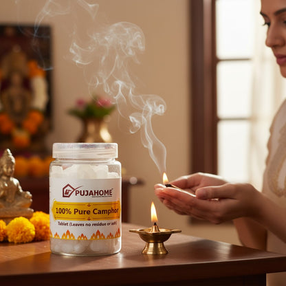 Pujahome 100% Pure Camphor Tablets (Kapur / Kapoor / Kapooram) – 100g