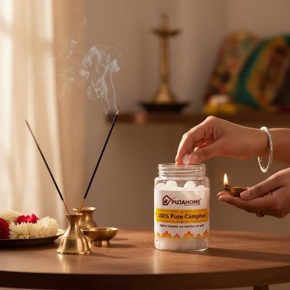 Pujahome 100% Pure Camphor Tablets (Kapur / Kapoor / Kapooram) – 100g