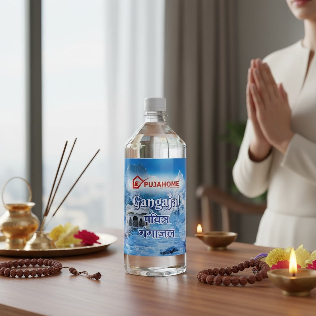 Pujahome Pure Gangajal – Sourced from Rishikesh | 100% Original Ganga Jal for Puja & Rituals (1000 ml)