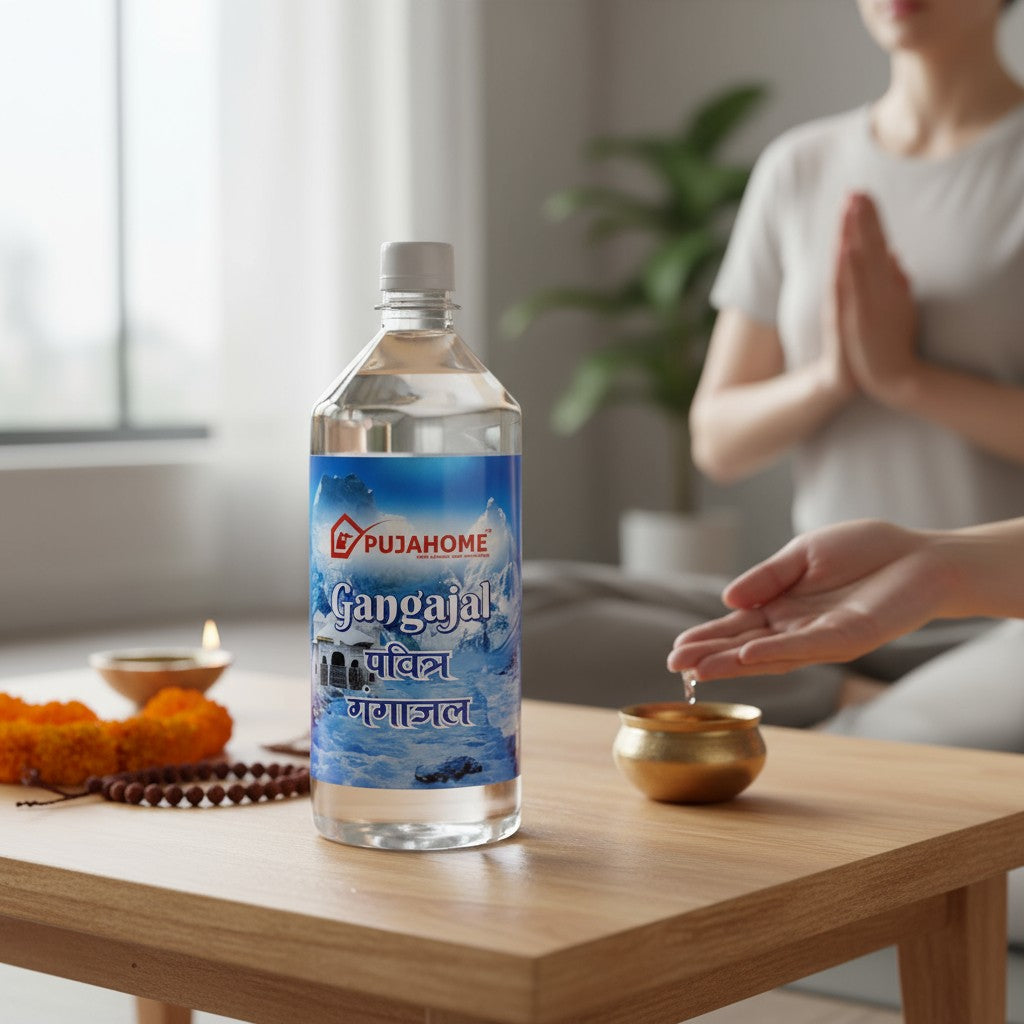 Pujahome Pure Gangajal – Sourced from Rishikesh | 100% Original Ganga Jal for Puja & Rituals (1000 ml)