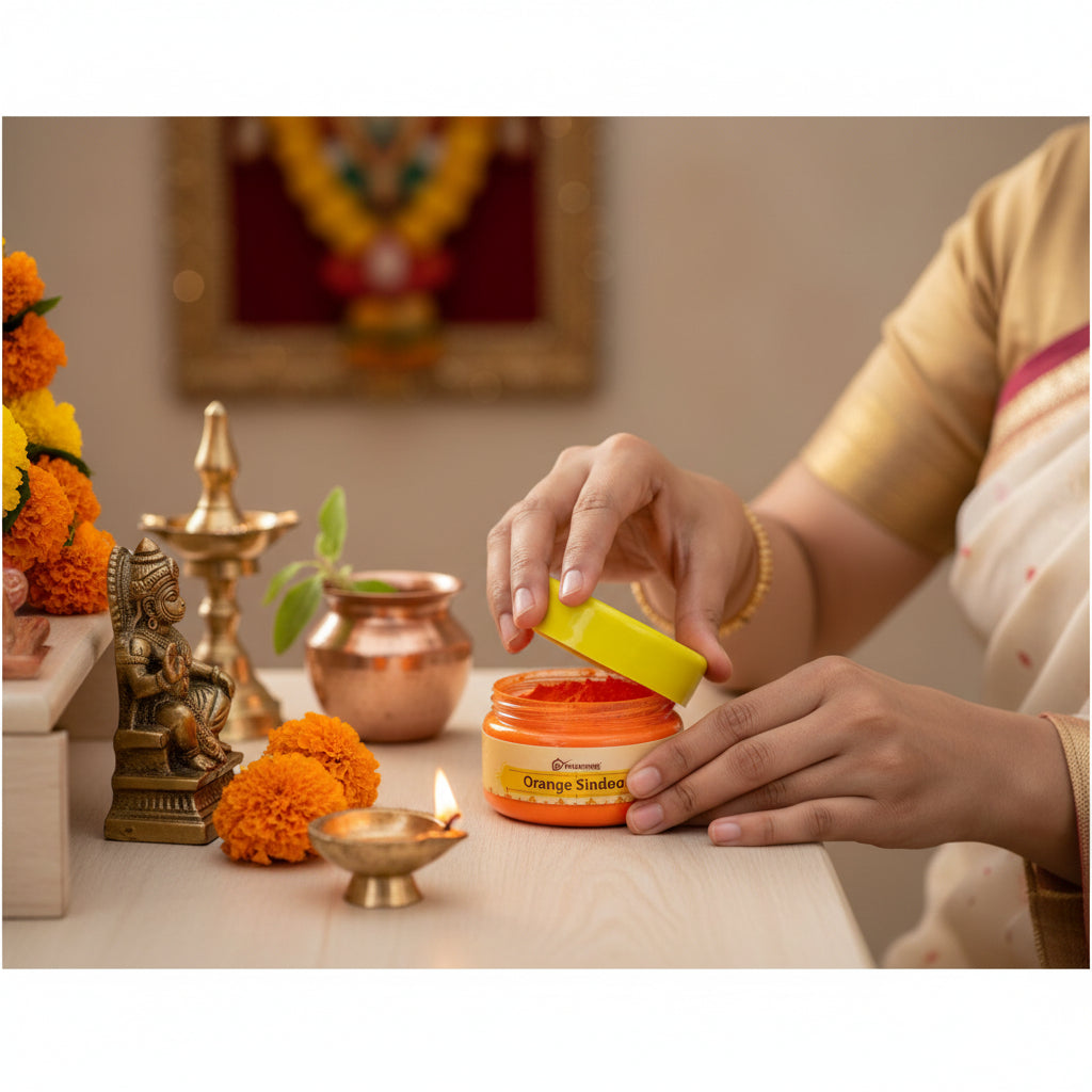 पूजाहोम मूल प्रीमियम गुणवत्ता हनुमान जी सिंदूर | 100% शुद्ध नारंगी सिंदूर (100 ग्राम)