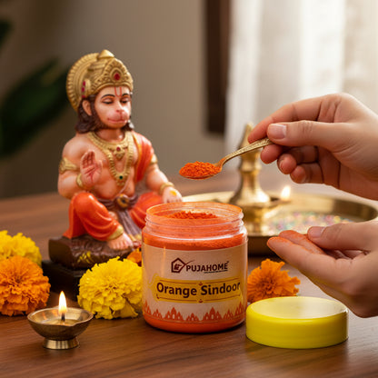 पूजाहोम मूल प्रीमियम गुणवत्ता हनुमान जी सिंदूर | 100% शुद्ध नारंगी सिंदूर (250 ग्राम)