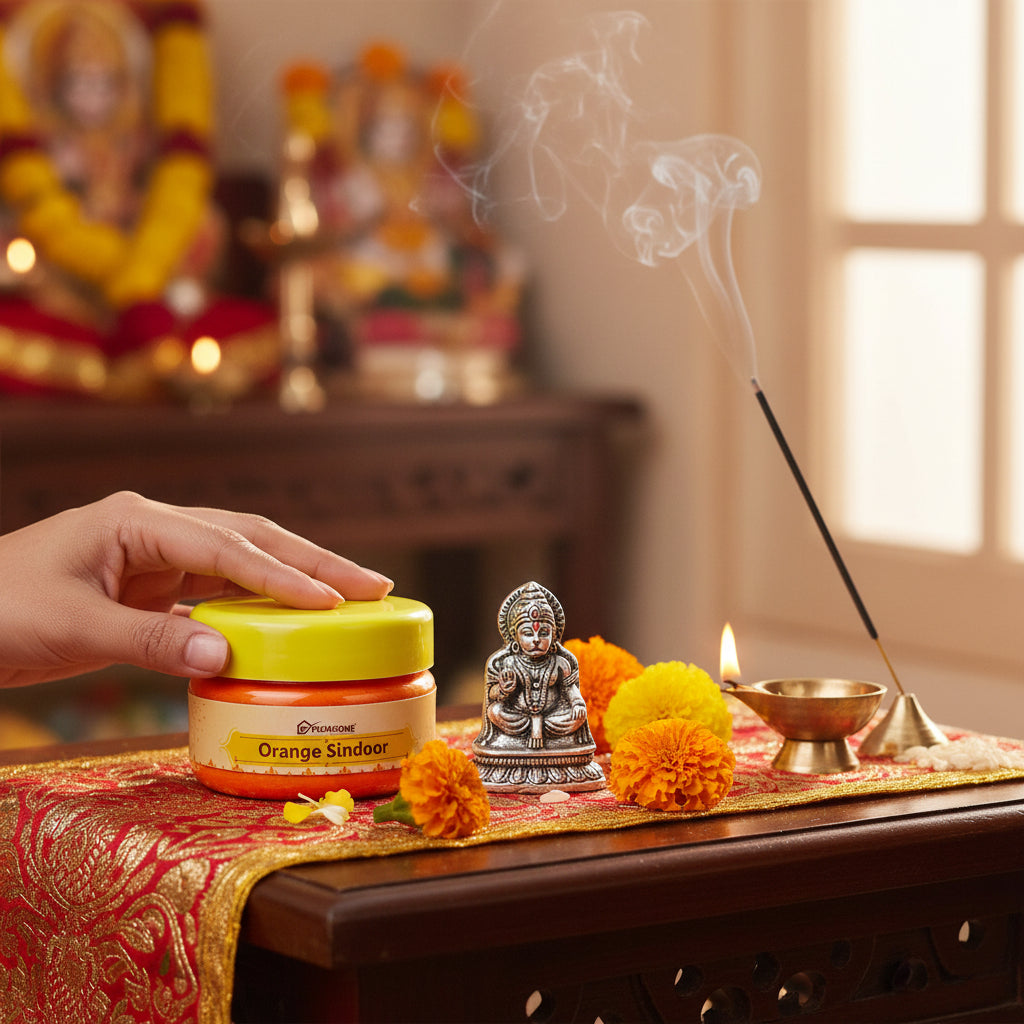 पूजाहोम मूल प्रीमियम गुणवत्ता हनुमान जी सिंदूर | 100% शुद्ध नारंगी सिंदूर (100 ग्राम)