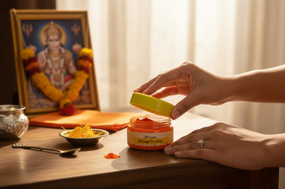 पूजाहोम मूल प्रीमियम गुणवत्ता हनुमान जी सिंदूर | 100% शुद्ध नारंगी सिंदूर (100 ग्राम)