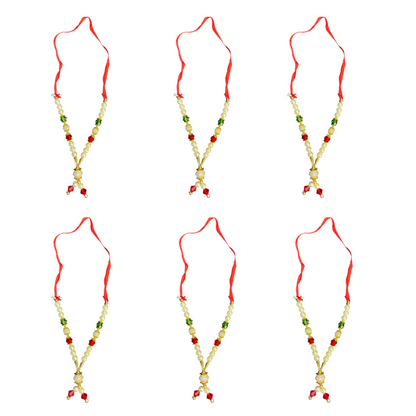पूजाहोम छोटी बहुरंगी मोती माला भगवान की मूर्ति के लिए छोटी मूर्ति माला (6 माला का पैक)
