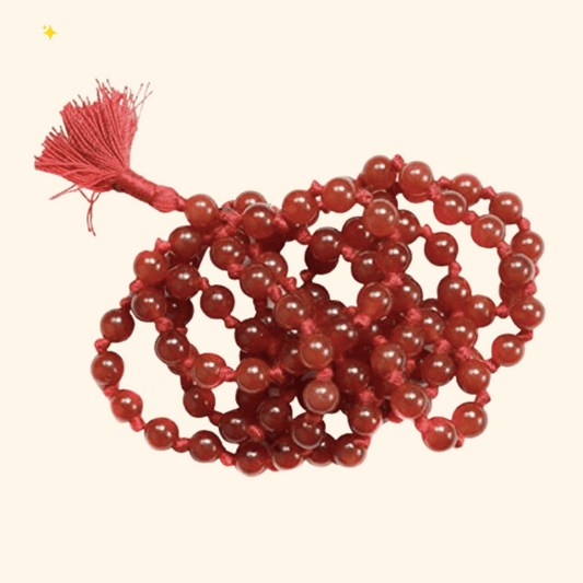 Pujahome Red Hakik Mala/Red Agate Mala (Size: 7mm, Beads: 108+1)