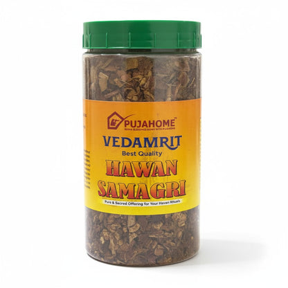 Pujahome 100% Pure and Natural | Mixture of Various Dried Herbal Roots and Leaves for Vedic Yagya Pujan 400 Gram Jar (Pack of 1)