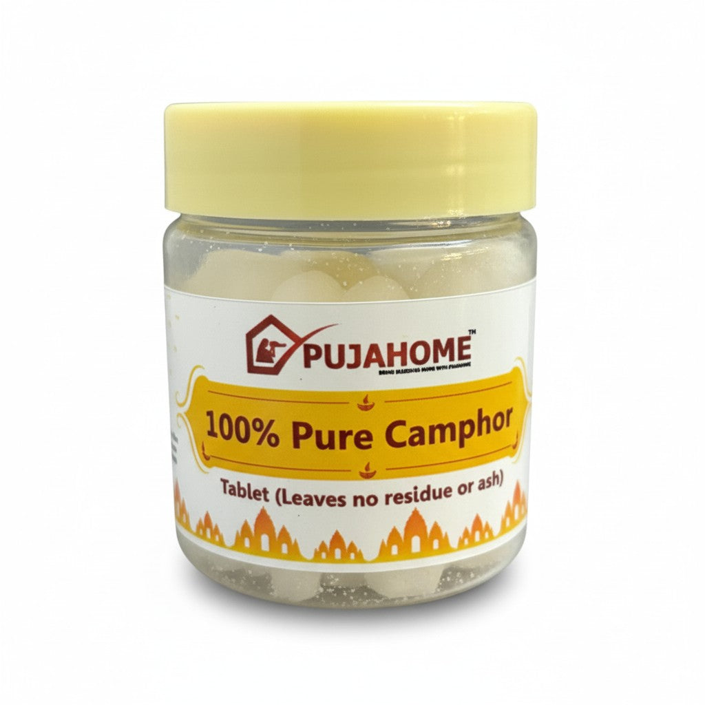 Pujahome 100% Pure Premium Camphor Tablets (Kapur / Kapoor / Kapooram) – 50g × 4 Packs