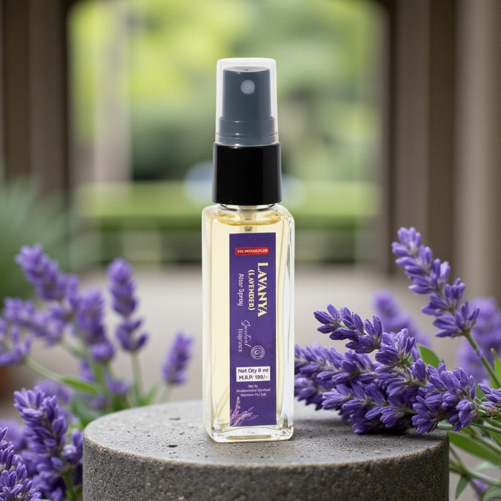 Pujahome Sugandhya Lavender Itra For Puja 8ML | Premium Pooja Attar For Home And Mandir (Pack of 1)