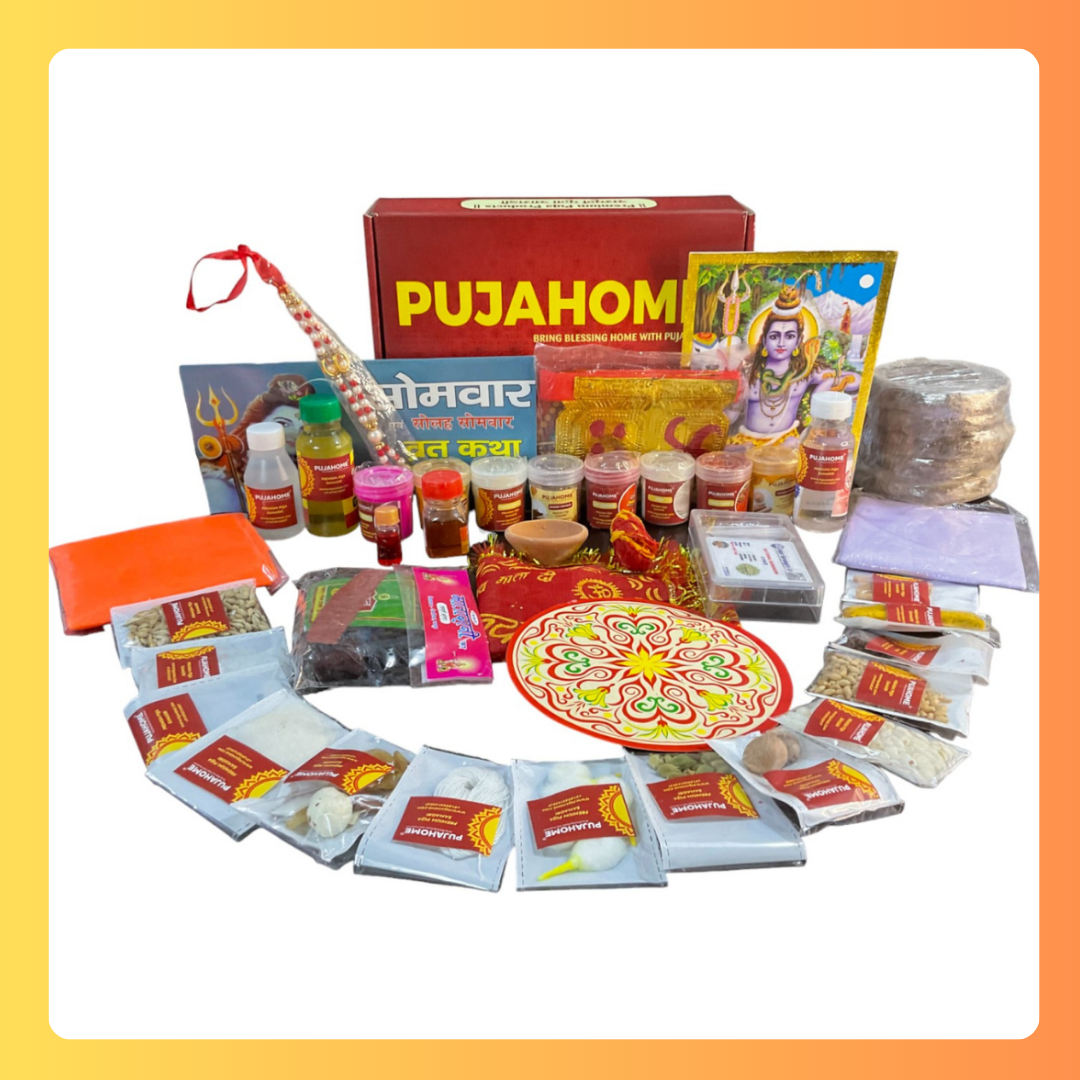 Pujahome Shiv Puja Samagri Kit / Shivratri puja kit (40+ Items) with Detailed Puja Vidhi