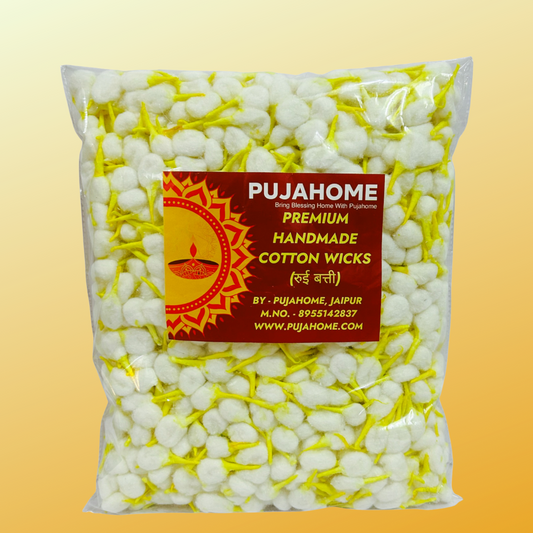 PujahomeBatti Round Cotton Wicks for Diya, GOL Batti for Puja with Chandan Tip 1100 Pieces