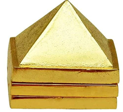 पूजाहोम वास्तु पीतल का पिरामिड जो सकारात्मक ऊर्जा फैलाता है, घर और कार्यालय के लिए 3 परत वाला धातु पिरामिड 2 इंच