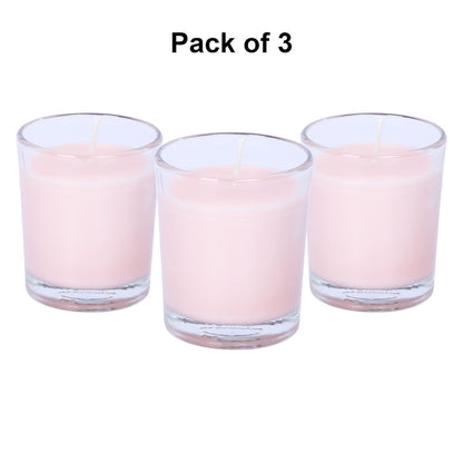 Pujahome Candles Scented Votive Glass Candles Set of 3, 100% Natural Soy Wax (White SAGE)