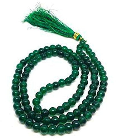 Pujahome Green Hakik Mala/Green Agate Mala (Size: 7mm, Beads: 108+1)
