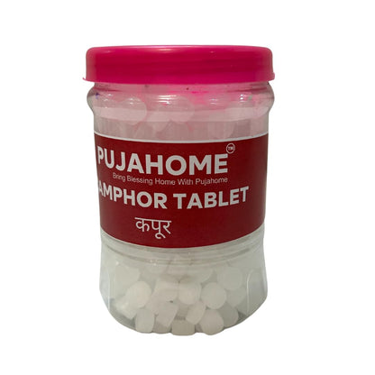Pujahome Premium Camphor Tablets | Kapur | Kapoor | Kapooram Tablets for Puja, Aarti, Havan, Meditation, Yoga Kapoor Dani, Diffuser, Air Purifier (200g)