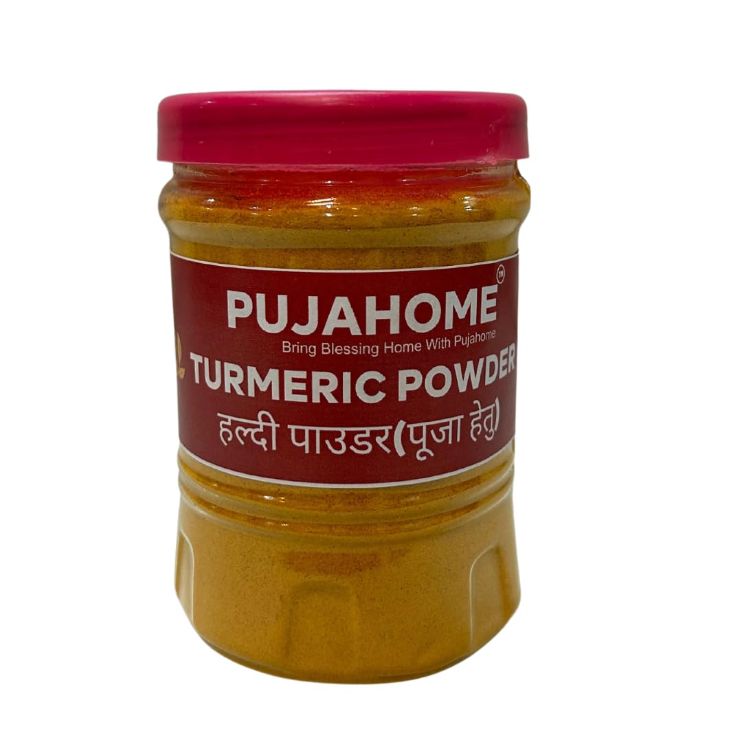 Pujahome Natural & Pure kumkum (Roli) & Halid for Puja and Tilak (Combo Haldi + Kumkum) Pack of 100grms x 2