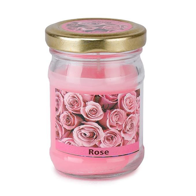 Pujahome Aroma Candle,Glass JAR, ONE PC, Rose