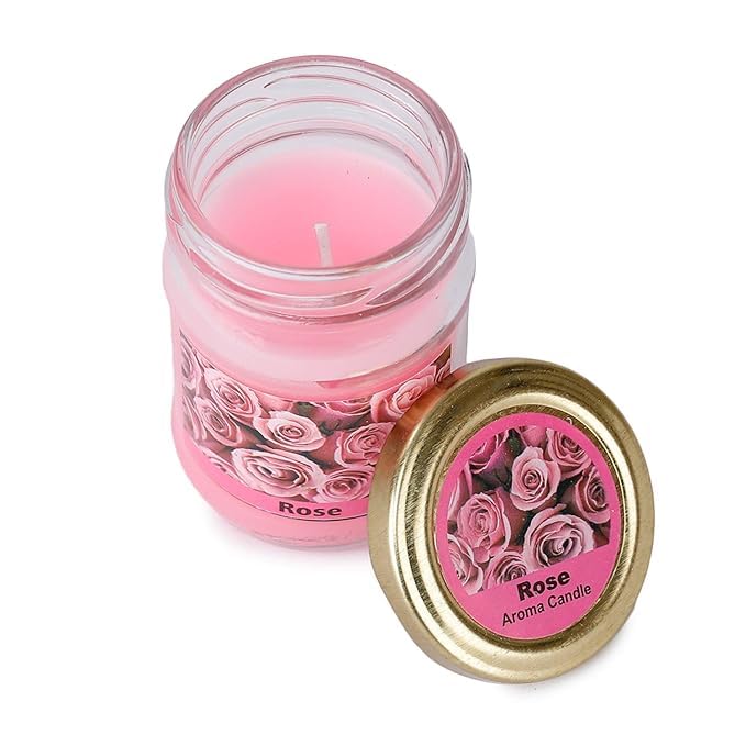 Pujahome Aroma Candle,Glass JAR, ONE PC, Rose