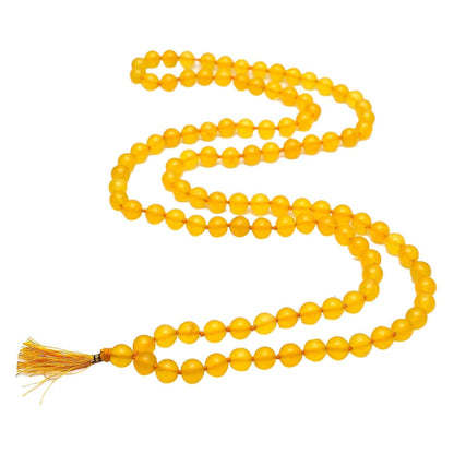 Pujahome Yellow Hakik Mala/Yellow Agate Mala (Size: 7mm, Beads: 108+1)