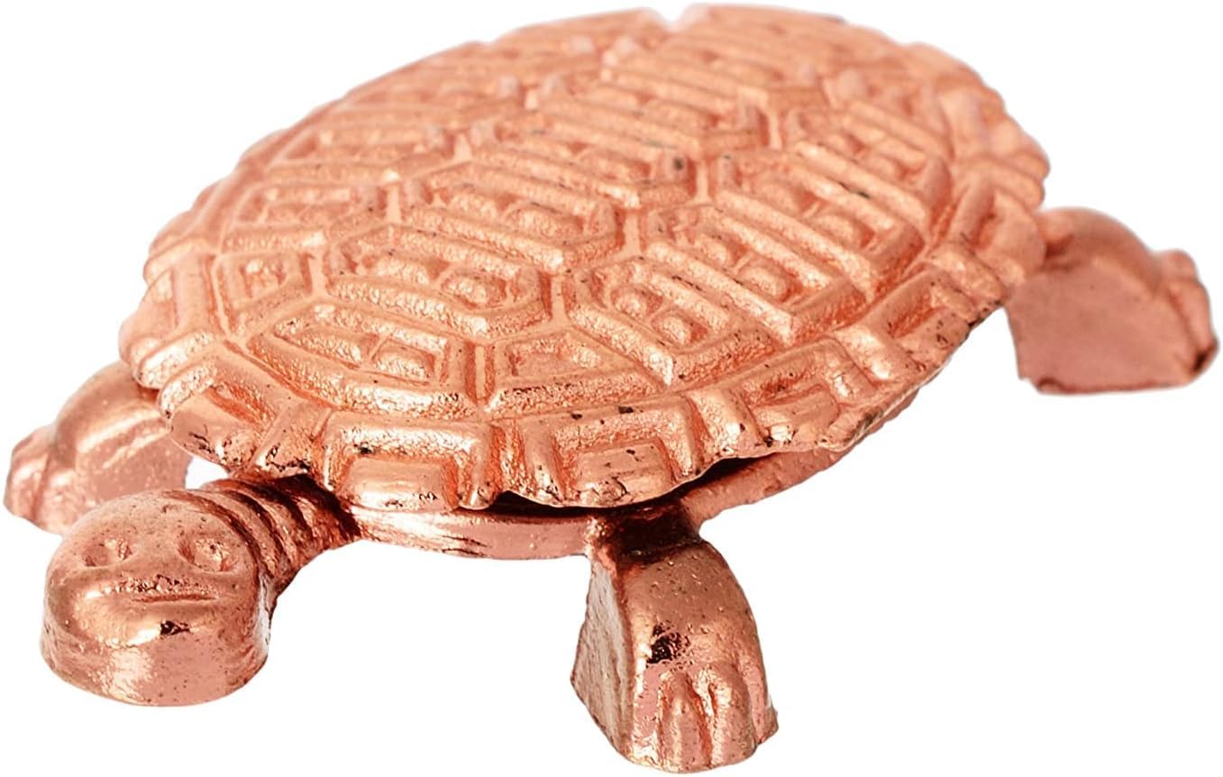 Pujahome Copper Metal Feng Shui Vastu Turtle Tortoise Plate Set/Turtle Plate Yantra Vastu Feng Shui 6 cm