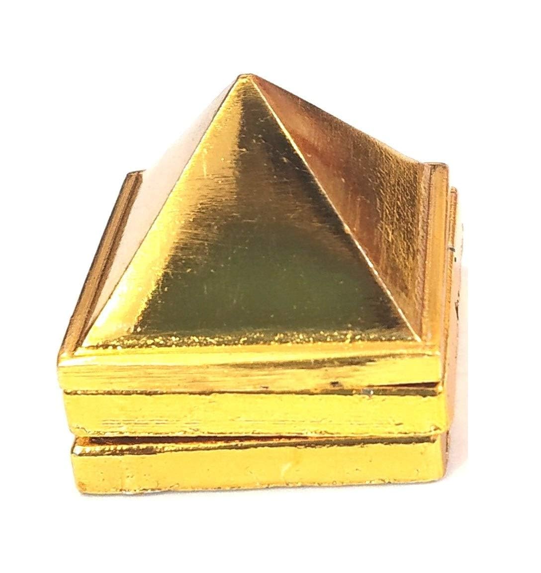 Pujahome Vastu Brass Pyramid That Spreads Positive Vibes, 3 Layer Metal Pyramid 2 inch for Home & Office