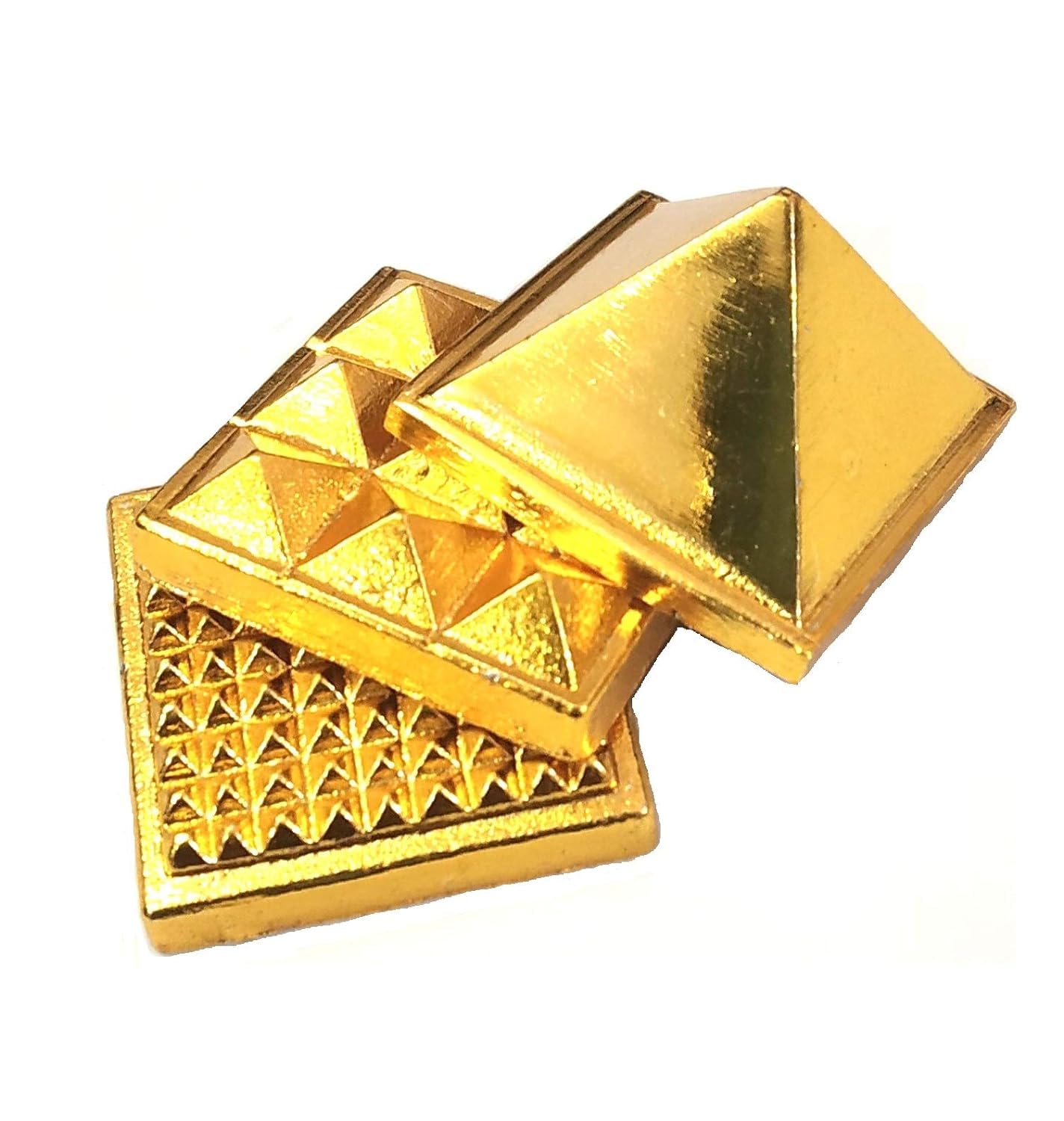Pujahome Vastu Brass Pyramid That Spreads Positive Vibes, 3 Layer Metal Pyramid 2 inch for Home & Office